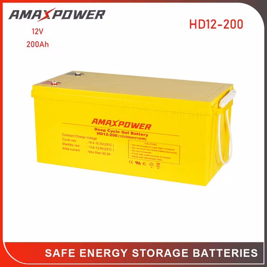 12V 200 a Deep-Cycle Gel Rechargeable Storage Battery for Solar Panel/Inverter/Power-Tool/UPS/Electric-Scooter